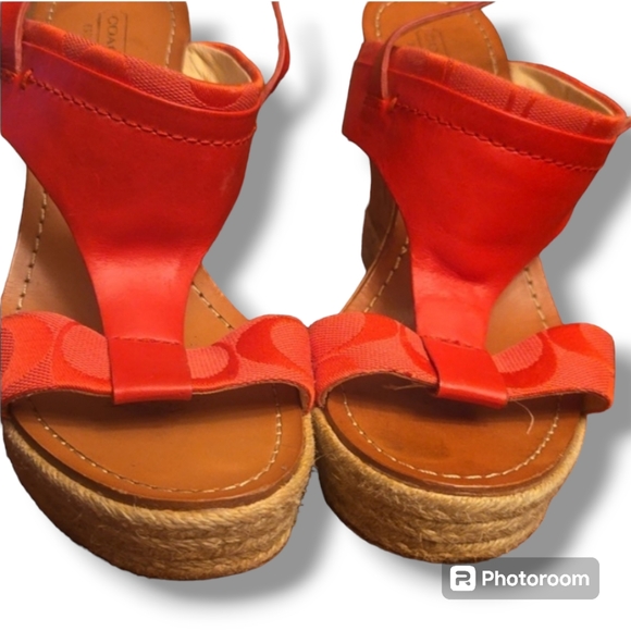 Coach 1941 Orange Mendez Espadrille Wedge Shoes - Picture 3 of 11
